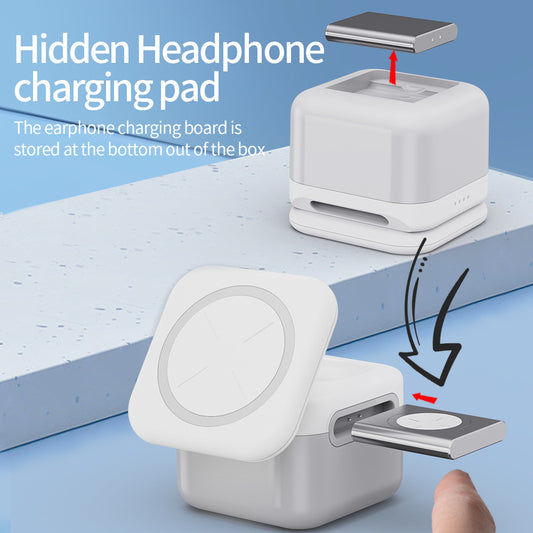 3-in-1 Wireless Charger with Hidden Removable Storage Panel - Gadgitec